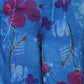 W for Woman Blue Floral Printed Lace Straight Sheer Kurta, Crop Top and Pants Set