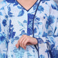 W for Woman Blue Floral Printed Rayon Lace Flared Kurta, Pants and Dupatta Set