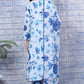 W for Woman Blue Floral Printed Rayon Lace Flared Kurta, Pants and Dupatta Set