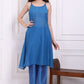 W for Woman Blue Floral Printed Organza Flared Kurta, Pants and Dupatta Set