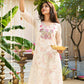 W for Woman Off-White Embroidered Straight Tissue Kurta with Straight Pant Set
