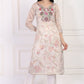 W for Woman Off-White Embroidered Straight Tissue Kurta with Straight Pant Set
