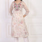 W for Woman Off-White Embroidered Straight Tissue Kurta with Straight Pant Set