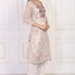 W for Woman Off-White Embroidered Straight Tissue Kurta with Straight Pant Set