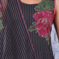 W for Woman Black Floral Printed Beads Organza Flared Kurta, Cropped Flared Pants And Dupatta Set