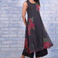 W for Woman Black Floral Printed Beads Organza Flared Kurta, Cropped Flared Pants And Dupatta Set