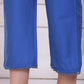 W for Woman Blue Floral Printed Lace Flared Kurta, Pants and Dupatta Set