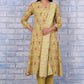 W for Woman Green Floral Printed Lace Pure Cotton Flared Kurta, Straight Pant And Dupatta Set