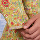 W for Woman Green Floral Printed Lace Pure Cotton Flared Kurta, Straight Pant And Dupatta Set