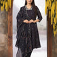 W for Woman Black Embroidered A-Line Kurta with Straight Pant and Dupatta Set