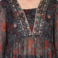 W for Woman Black Floral Embroidered Anarkali Chiffon Kurta with Straight Pant Set