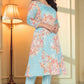 W for Woman Blue Printed Chanderi Flared Kurta, Straight Pant and Dupatta Set
