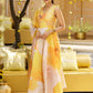 W for Woman Beige Embroidered Organza Anarkali Kurta Set Dupatta Set