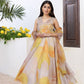 W for Woman Beige Embroidered Organza Anarkali Kurta Set Dupatta Set