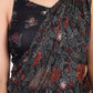 W for Woman Black Floral Printed Sequined Pre-draped Georgette Saree with Blouse