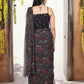 W for Woman Black Floral Printed Sequined Pre-draped Georgette Saree with Blouse