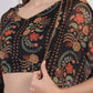 W for Woman Black Floral Printed Embellished Georgette Crop Top with Cape and Skirt Set