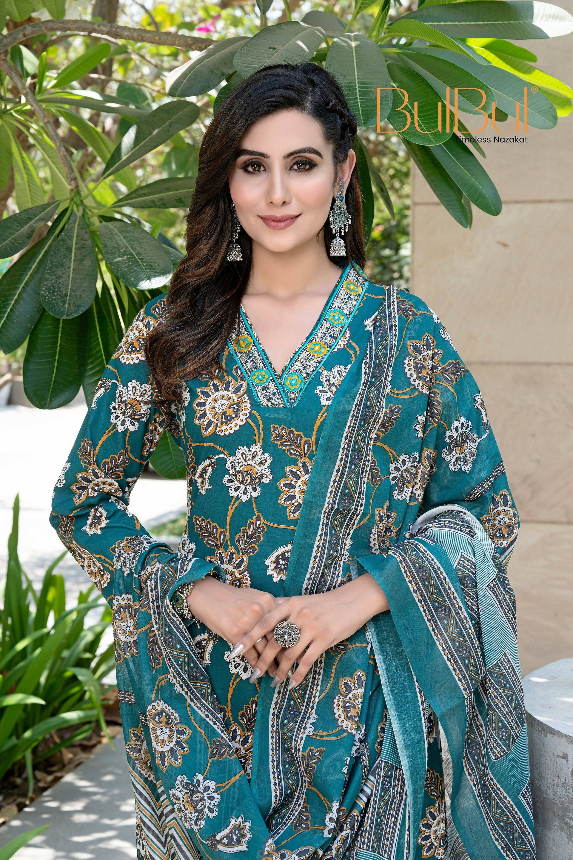 BulBul Fashionista Green Cotton Kurta Set with Dupatta - Swadesiicart