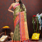 Lorenvalley Fashion Mehndi Kanjivaram Silk Woven Design with Zari Weaving Saree - Swadesiicart
