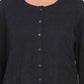 W for Woman Blue Solid Embroidered Rayon Flax A-line Tunic and Straight Pants Co-ord Set