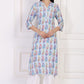 W for Woman Blue Paisley Printed Straight Rayon Kurta