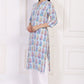 W for Woman Blue Paisley Printed Straight Rayon Kurta
