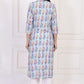W for Woman Blue Paisley Printed Straight Rayon Kurta