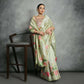 Vishnu Weaves Women's Pista Soft Tussar Silk Printed Saree with Blouse - Swadesiicart