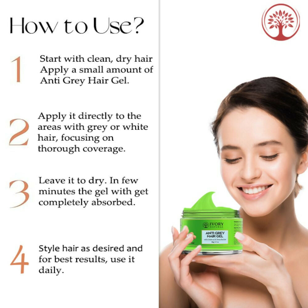 Ivory Natural Grey Gel For Hair Restore Natural Dark Shine And Luster | Swadesiicart
