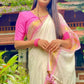 Exclusive Collection Beautiful White Pink Pure Cotton Hand Weaving Handloom Saree With Running Blouse Piece - Swadesiicart