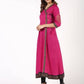 Aniyah Cotton Block Print Angrakha Kurta In Magenta (AN-148K) - Swadesiicart