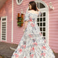Grey Crepe Foil Printed Long Dress - Michan | Swadesiicart