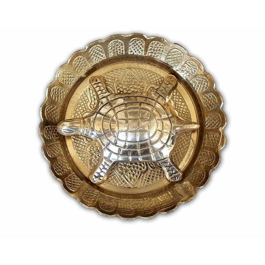 Tortoise with Small Brass Plate - Swadesiicart