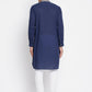 Even Apparels Blue Pure Cotton Men's Kurta With Contrast Collar And Placket | Swadesiicart