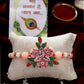 NVR Men Pink Floral Shape Stone-Studdded & Beaded Rakhi With Roli Chawal | Swadesiicart