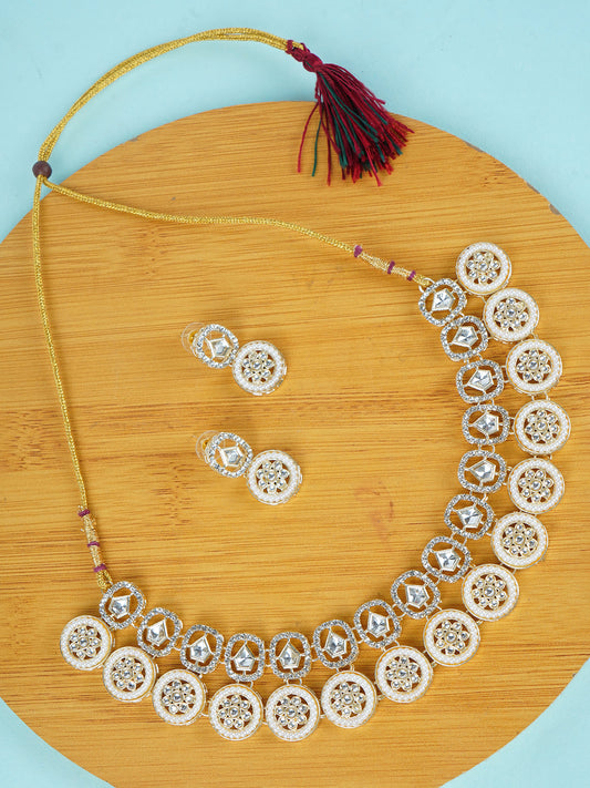 Divisha Alloy Gold-plated White Jewellery Set | Swadesiicart