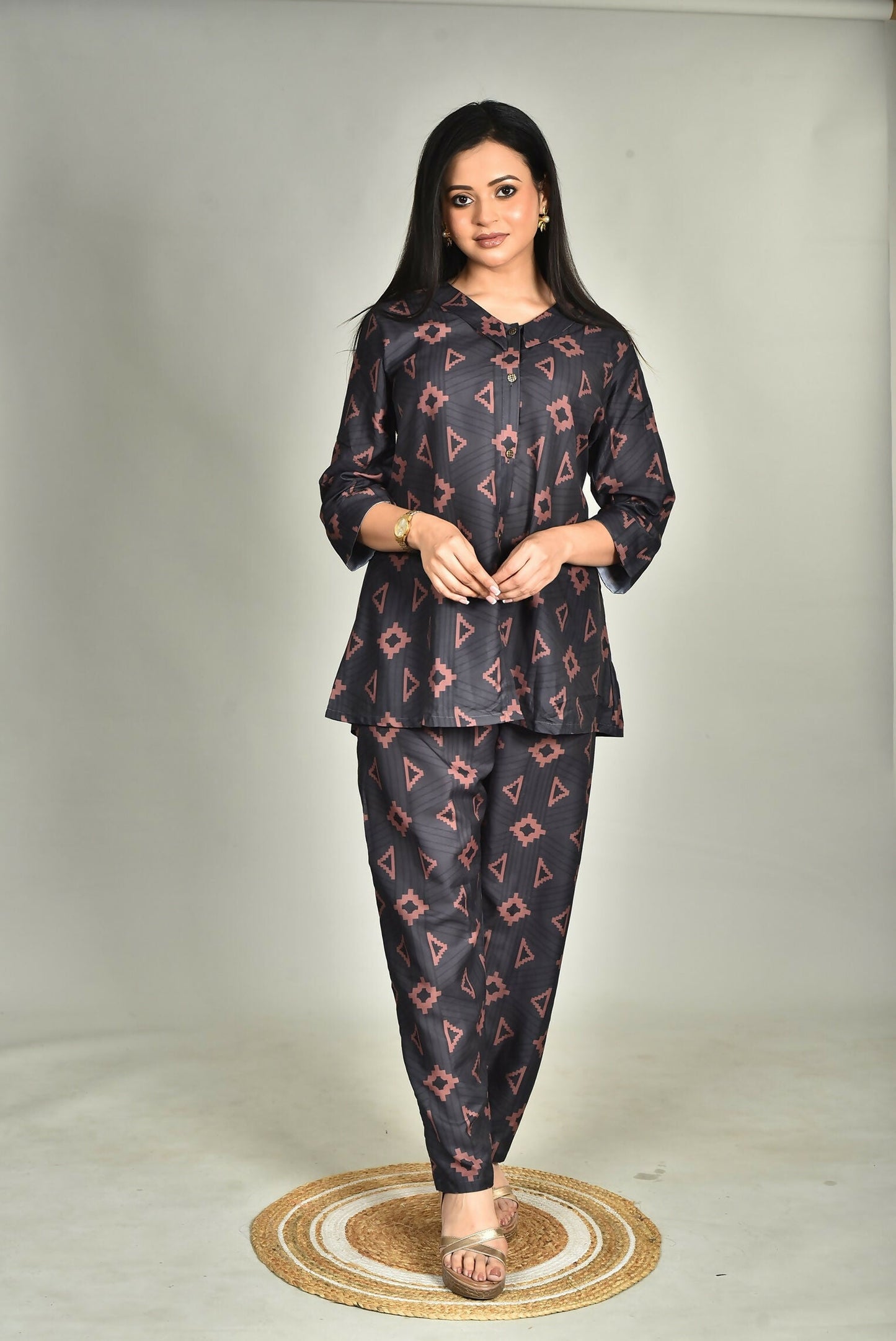 Morchari Digital Print Semi Muslin Co-Ord Set Top & Trouser-Multicolor - Swadesiicart