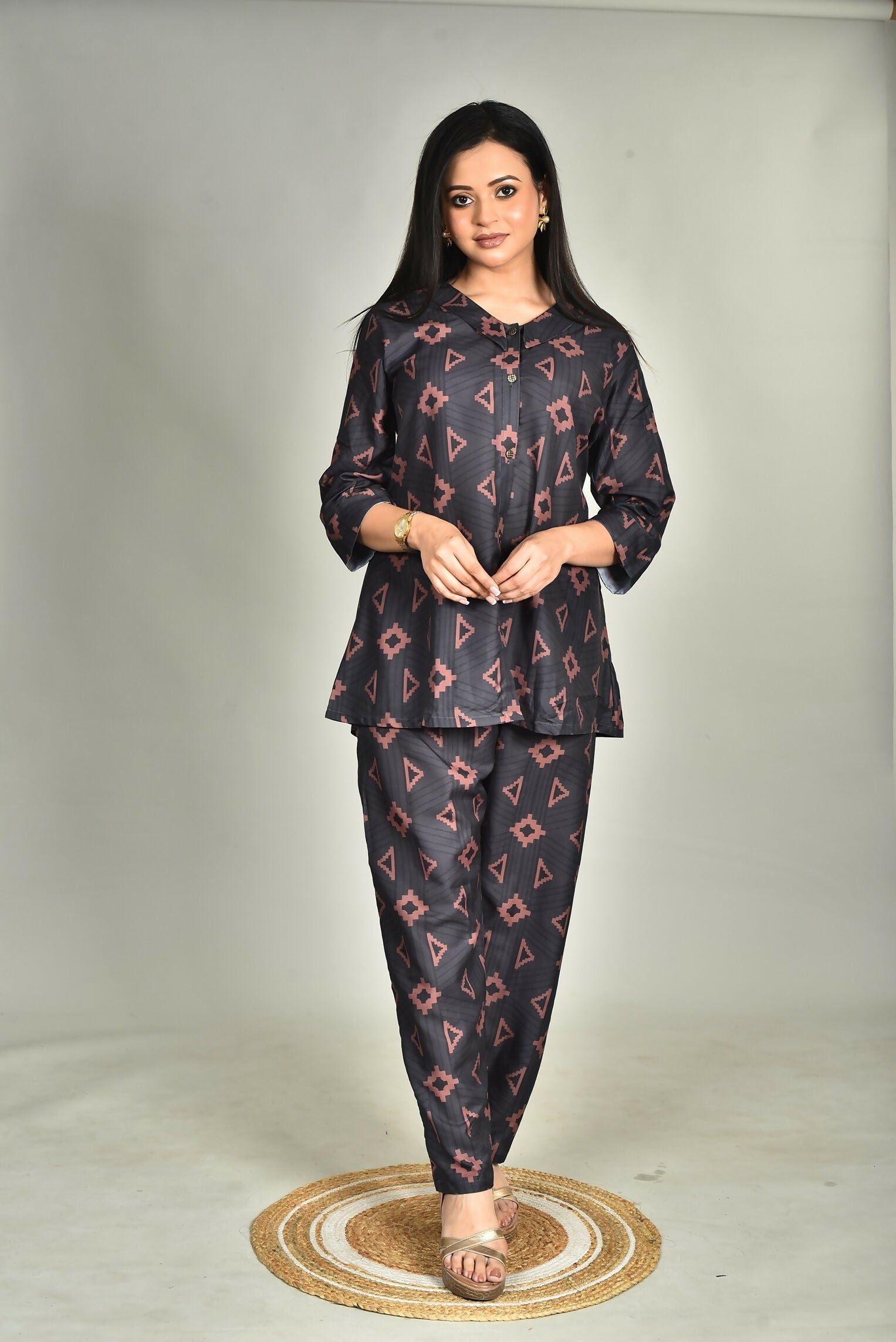 Morchari Digital Print Semi Muslin Co-Ord Set Top & Trouser-Multicolor - Swadesiicart