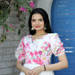 Jyoti Fashion Women's White Floral Digital Printed Chinon Anarkali Dress | Swadesiicart