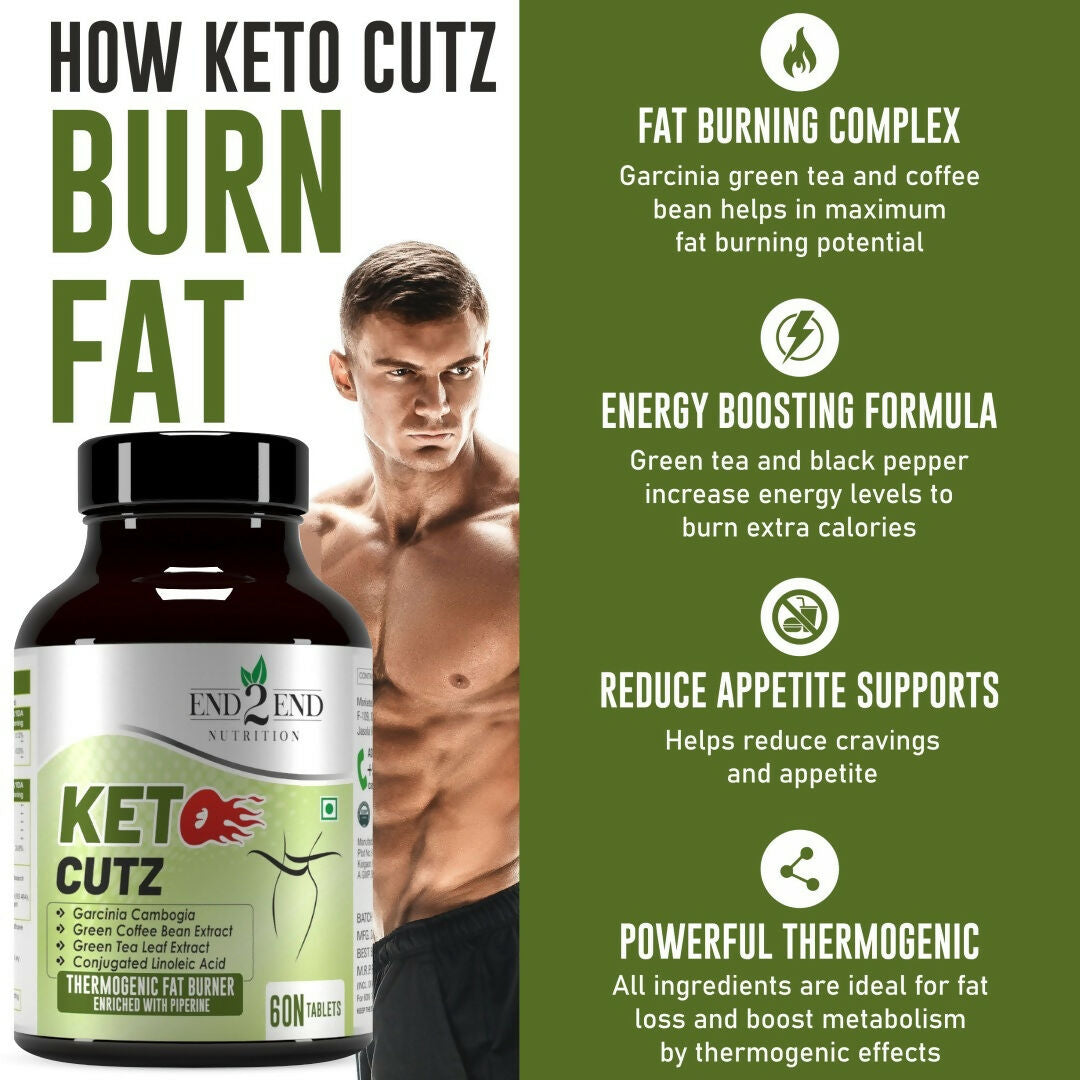 End2End Nutrition Keto Cutz Fat Burner For Weight Loss Tablets | Swadesiicart