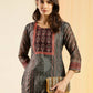 Dark Green Chinon Digital Printed With Hand Work Kurta - Himanshi - Swadesiicart