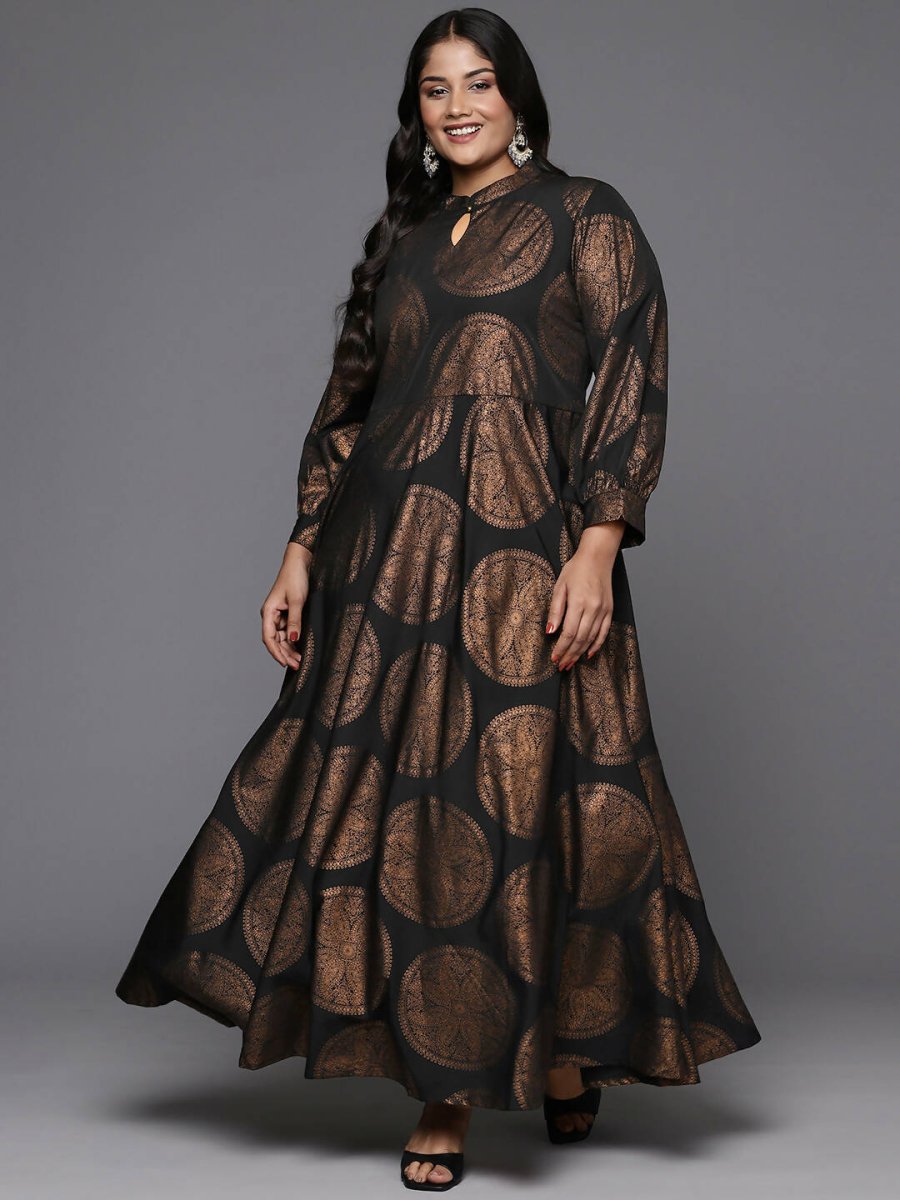 Ahalyaa Women's Traditional wear Ethnic Dress - Black | Swadesiicart