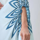 Vastranavya Icy Blue Freehand with Navy Starburst & Floral Print Ready to Wear Saree | Swadesiicart