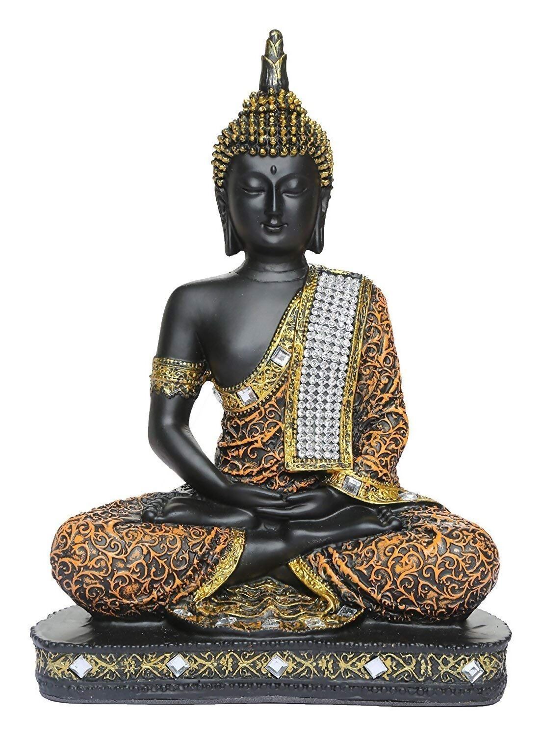 Global Grabbers Polyresin Sitting Buddha Idol - Swadesiicart