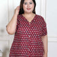 Miravan Women's Plus Size Relaxed Fit Red Floral Printed A-Line Pure Cotton Kurta - Swadesiicart