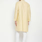 Even Apparels Beige Pure Cotton Long Men's Kurta With Band Collar | Swadesiicart