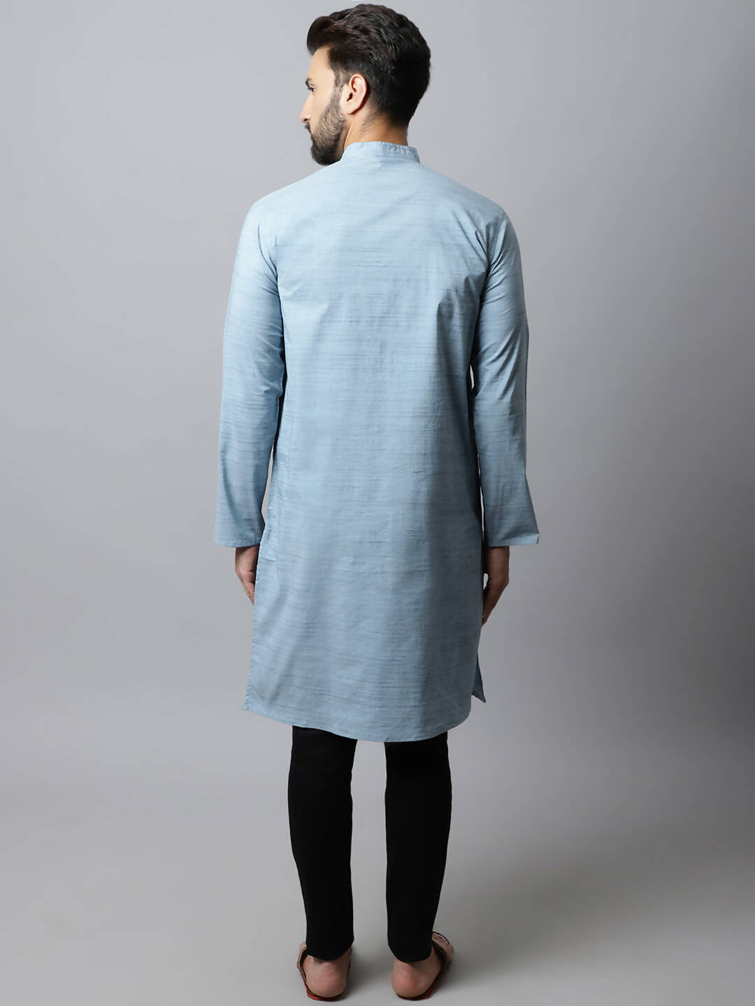 Even Apparels Blue Color Cotton Pure Cotton Men's Kurta With Side Placket (SLD1156) | Swadesiicart