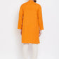 Even Apparels Pure Cotton Men's Kurta With Band Collar in Yellow Color | Swadesiicart