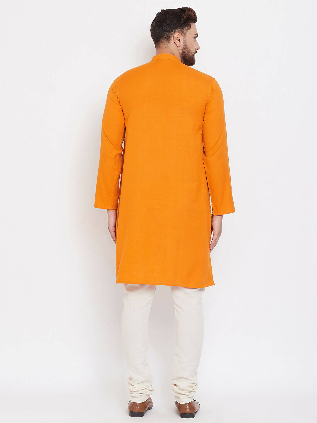 Even Apparels Pure Cotton Men's Kurta With Band Collar in Yellow Color | Swadesiicart