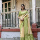 Vishnu Weaves Women's Mahendi Handloom Raw Silk Woven Saree with Blouse - Swadesiicart